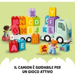 LEGO DUPLO Il Camioncino dell’Alfabeto, Giochi Educativi per Bambini e Bambine da 2 Anni in su, con Rimorchio Trasporta Mattonci