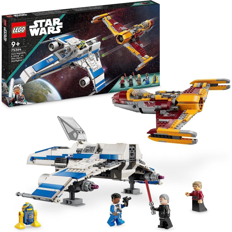 LEGO Star Wars E-Wing della Nuova Repubblica vs. Starfighter di Shin Hati, Set Serie Ahsoka con 2 Veicoli Giocattolo, Figura di 