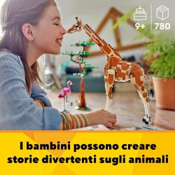 LEGO Creator 3 in 1 Animali del Safari, Giocattolo Trasformabile da Giraffa e Fenicottero in 2 Gazzelle o in Leone e Farfalla, 3