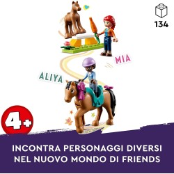 LEGO Friends Addestramento Equestre, Scuderia Cavalli Giocattolo con Pony, Mini Bamboline Aliya e Mia, Regalo per la Cura degli 