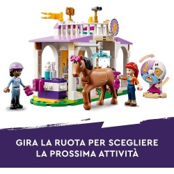 LEGO Friends Addestramento Equestre, Scuderia Cavalli Giocattolo con Pony, Mini Bamboline Aliya e Mia, Regalo per la Cura degli 