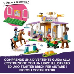 LEGO Friends Addestramento Equestre, Scuderia Cavalli Giocattolo con Pony, Mini Bamboline Aliya e Mia, Regalo per la Cura degli 