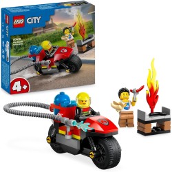 LEGO City Motocicletta dei Pompieri da Soccorso, con Moto Giocattolo dei Vigili del Fuoco, 2 Minifigure, Estintore e Barbecue da