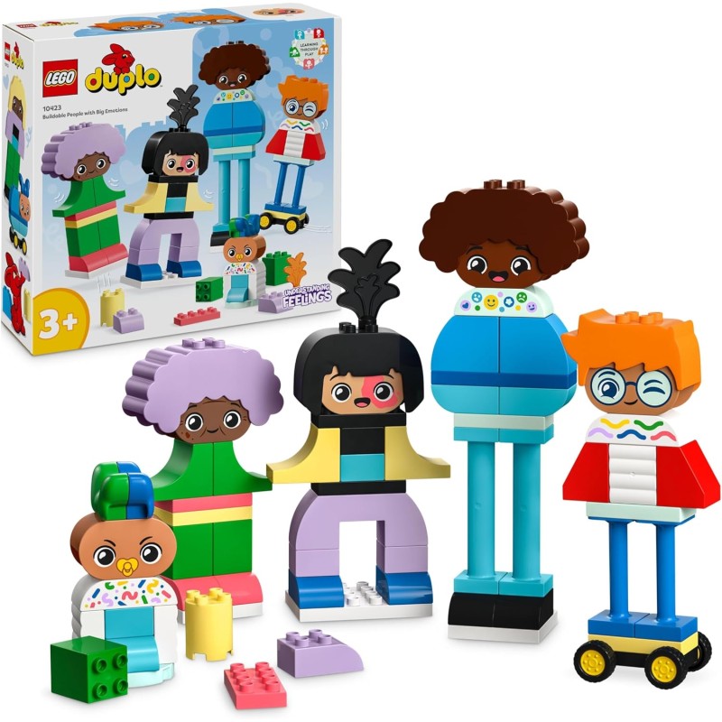 LEGO DUPLO Persone da Costruire con Grandi Emozioni, con 71 mattoncini, 5 Personaggi e 10 Facce per un Divertimento Personalizza