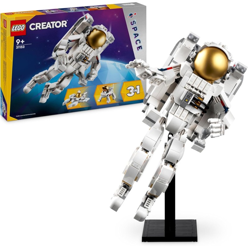 LEGO Creator 3 in 1 Astronauta Spaziale Trasformabile in Cane Giocattolo o in Modellino di Astronave Viper Jet, Idea Regalo a Te