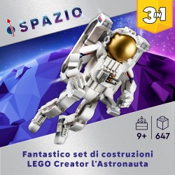 LEGO Creator 3 in 1 Astronauta Spaziale Trasformabile in Cane Giocattolo o in Modellino di Astronave Viper Jet, Idea Regalo a Te