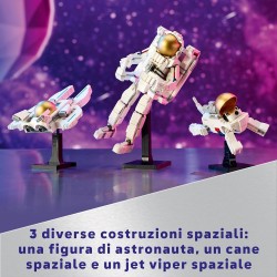 LEGO Creator 3 in 1 Astronauta Spaziale Trasformabile in Cane Giocattolo o in Modellino di Astronave Viper Jet, Idea Regalo a Te