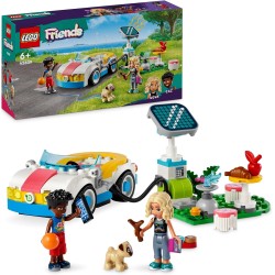 LEGO Friends Auto Elettrica e Caricabatterie, con Macchina Giocattolo, Finta Stazione di Ricarica a Energia Solare e 2 Mini Bamb