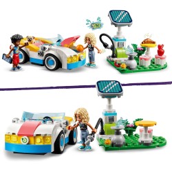 LEGO Friends Auto Elettrica e Caricabatterie, con Macchina Giocattolo, Finta Stazione di Ricarica a Energia Solare e 2 Mini Bamb