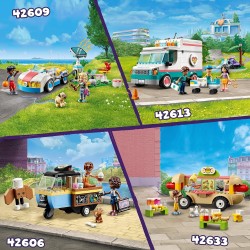 LEGO Friends Auto Elettrica e Caricabatterie, con Macchina Giocattolo, Finta Stazione di Ricarica a Energia Solare e 2 Mini Bamb