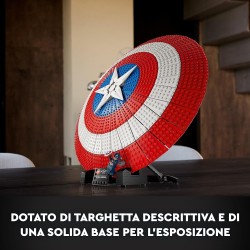 LEGO Marvel Scudo di Captain America, Kit di Costruzione Avengers per Adulti con Minifigure, Targhetta e Martello di Thor da Inf