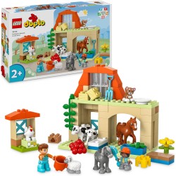 LEGO DUPLO Cura degli Animali di Fattoria Giocattolo, Gioco di Ruolo Educativo con Figure di Cavalli, Mucche e Galline, Set Pres