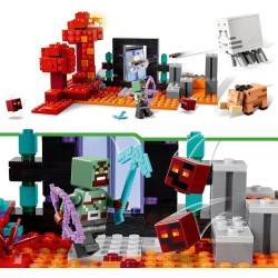 LEGO - Minecraft Agguato nel Portale del Nether, da 8 Anni in su, Set con Scene di Battaglia e Personaggi Iconici, 21255