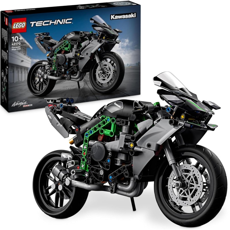 LEGO - Technic Motocicletta Kawasaki Ninja H2R, Modellino di Moto Giocattolo in Scala da Costruire, Veicolo da Esposizione con S