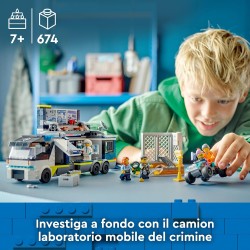 LEGO - City Camion Laboratorio Mobile della Polizia, con Veicolo Quad Bike da Costruire e Minifigure di 2 Agenti, 1 Scienziato e