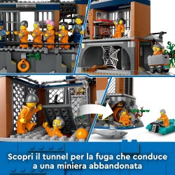 LEGO - City Prigione sull’Isola della Polizia, Giocattolo ricco di Funzioni con Elicottero, Barca, Gommone da Costruire, 7 Minif