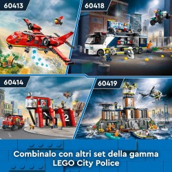 LEGO - City Prigione sull’Isola della Polizia, Giocattolo ricco di Funzioni con Elicottero, Barca, Gommone da Costruire, 7 Minif