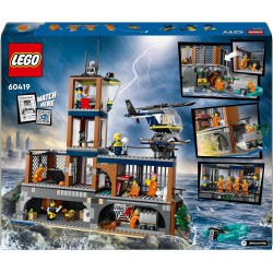 LEGO - City Prigione sull’Isola della Polizia, Giocattolo ricco di Funzioni con Elicottero, Barca, Gommone da Costruire, 7 Minif