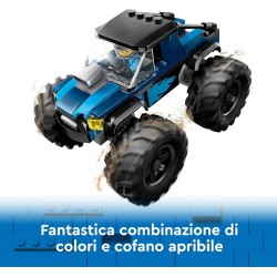 LEGO City - Monster Truck Blu, Giocattolo Fuoristrada Off-Road da Costruire, con Costruzioni, Regalo Divertente con Minifigure d