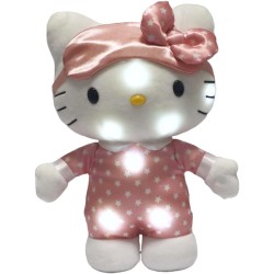 Giochi Preziosi - Peluche Hello Kitty Luminoso Melodia per Nanna e Pisolino, Alto 30 cm, Indossa un Simpatico Pigiamino Rosa con