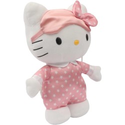 Giochi Preziosi - Peluche Hello Kitty Luminoso Melodia per Nanna e Pisolino, Alto 30 cm, Indossa un Simpatico Pigiamino Rosa con