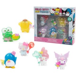 Giochi Preziosi - Set Da 6 Personaggi Hello Kitty E I Suoi Amici, Alti 5 Cm, Numerati, Con Parti Trasparenti E Accessori Interca