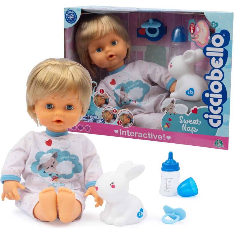 Giochi Preziosi - Cicciobello Sweet Nap - Bambola Alta 42 Cm Interattiva, Si Addormenta Con Le Coccole, Include Ciuccio E Lampad