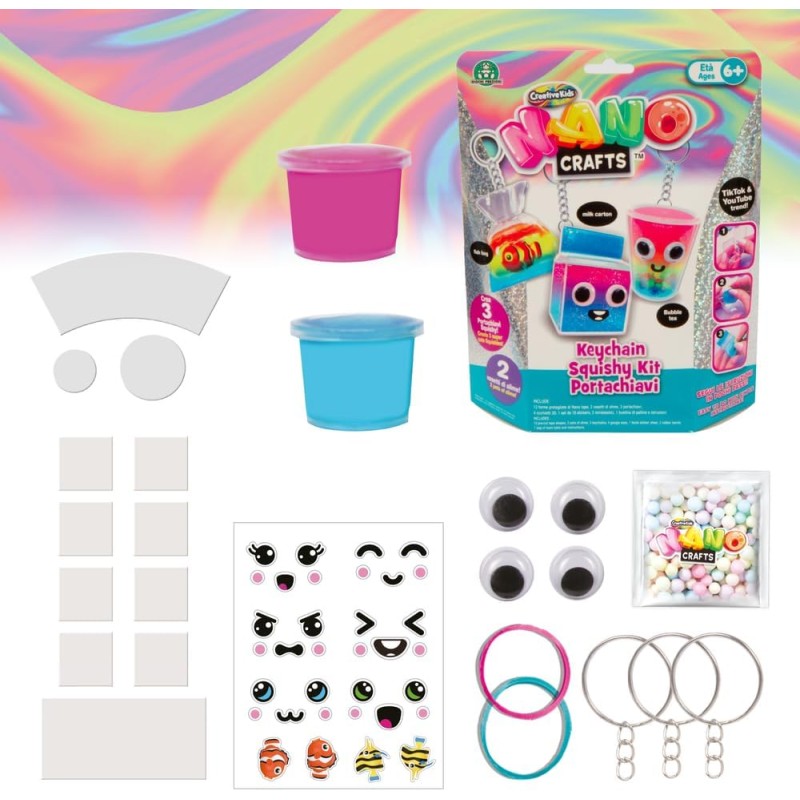 Giochi Preziosi - Nano Craft - Kit Completo Nano Tape, Slime e Portachiavi, Crea e Personalizza con Forme Pre-Tagliate, Slime e 