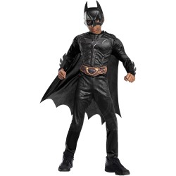 Rubies - Costume Batman Black Line Bimbo L (8/10 anni), Comprende Tuta con Petto Muscoloso, Mantello e Maschera, RU702362-L