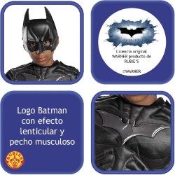 Rubies - Costume Batman Black Line Bimbo M (5/7 anni), Comprende Tuta con Petto Muscoloso, Mantello e Maschera, RU702362-M