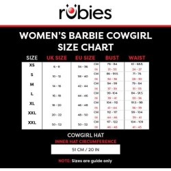 Rubies - Costume ufficiale Barbie da Cowgirl, da donna, per adulti, Tg. M, 1001080-M