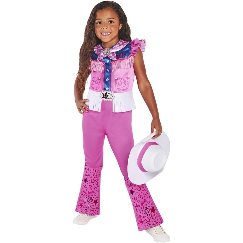 Rubies - Costume Official Barbie Cowgirl Child Costume, Kids Fancy Dress, Tg. M (9/10 anni), 1001124-M