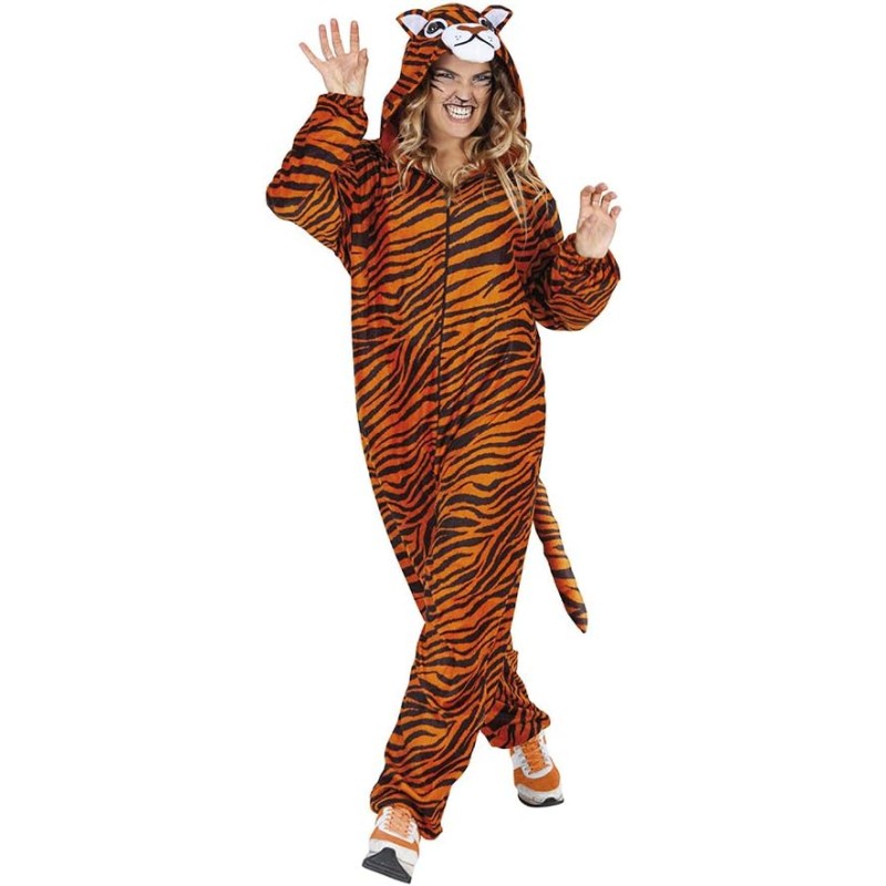 Rubies - Costume Tigre per adulti, unisex, taglia unica. Tuta con cappuccio e coda, S8436