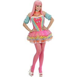 Widmann - Costume Donna Rainbow Fantasy Girl, Colore Arcobaleno, Taglia Unica, 49481