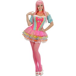 Widmann - Costume Donna Rainbow Fantasy Girl, Colore Arcobaleno, Taglia Unica, 49481