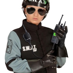 Widmann - Radio della Polizia Bambino Unisex, Accessorio per Costume, Poliziotto, Agente Speciale, FBI, SWAT, Carnevale, Colore 