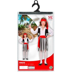 Widmann - Costume Piratessa Camicia Con Gilet Gonna Cintura Fascia Per Testa, 128 cm (5/7 anni), 02636