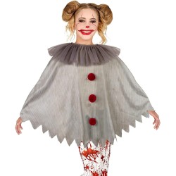 Widmann - Poncho per bambini, con colletto e pompon, mantello, costume, travestimento, feste a tema, carnevale, Halloween, 48149