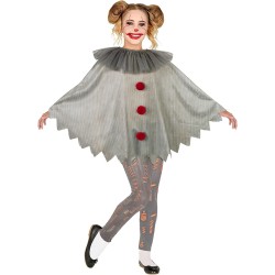 Widmann - Poncho per bambini, con colletto e pompon, mantello, costume, travestimento, feste a tema, carnevale, Halloween, 48149