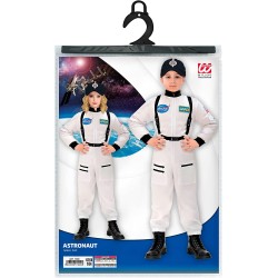 Widmann - Costume da astronauta per bambini, composto da una tuta intera con toppe, bianco, per carnevale e feste in maschera