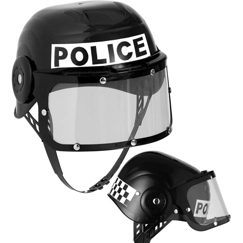 Widmann - Casco operativo con visiera, Elmo Polizia Antisommossa, accessorio per costume adulto in plastica dura, 2822R