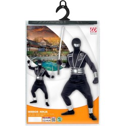 Widmann - Costume da bambino Mirror Ninja Tg. (140 cm - 8/10 anni), Combattente (casacca, pantaloni, corazza con cintura, bracci