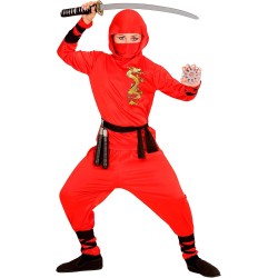 Widmann - Costume Ninja Rosso RED DRAGON per bambini, Tg. (128 cm - 5/7 anni), 01336