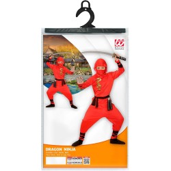 Widmann - Costume Ninja Rosso RED DRAGON per bambini, Tg. (128 cm - 5/7 anni), 01336