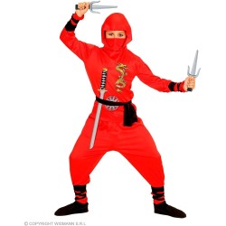 Widmann - Costume Ninja Rosso RED DRAGON per bambini, Tg. (128 cm - 5/7 anni), 01336