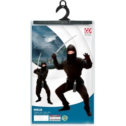 Widmann - Costume da Ninja per bambini Tg. (164 cm - 14/16 anni), (casacca con cappuccio, pantaloni, cintura, maschera, fasce pe