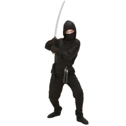 Widmann - Costume da Ninja per bambini Tg. (164 cm - 14/16 anni), (casacca con cappuccio, pantaloni, cintura, maschera, fasce pe