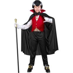 Widmann - Costume Vampiro Bambino Tg. (164 cm - 14/16 anni), (gilet, fusciacca, farfallino, collana con medaglione, guanti, mant