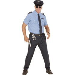 Widmann - Costume da Ufficiale di Polizia per adulti Tg. S (camicia, pantaloni, cintura, cravatta, cappello), 04031