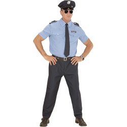 Widmann - Costume da Ufficiale di Polizia per adulti Tg. S (camicia, pantaloni, cintura, cravatta, cappello), 04031